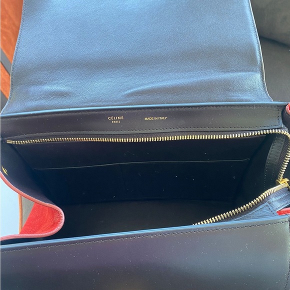 Celine trapeze medium tri-color suede and leather handbag - Picture 3 of 4